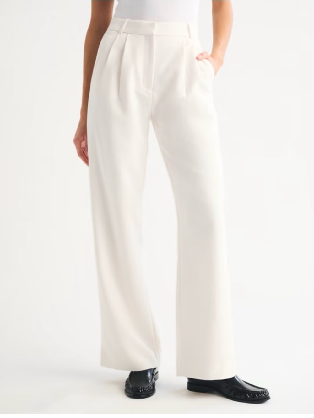Abercrombie & Fitch Sloane Tailored Wide Leg Pant in Cream/White NWOT
